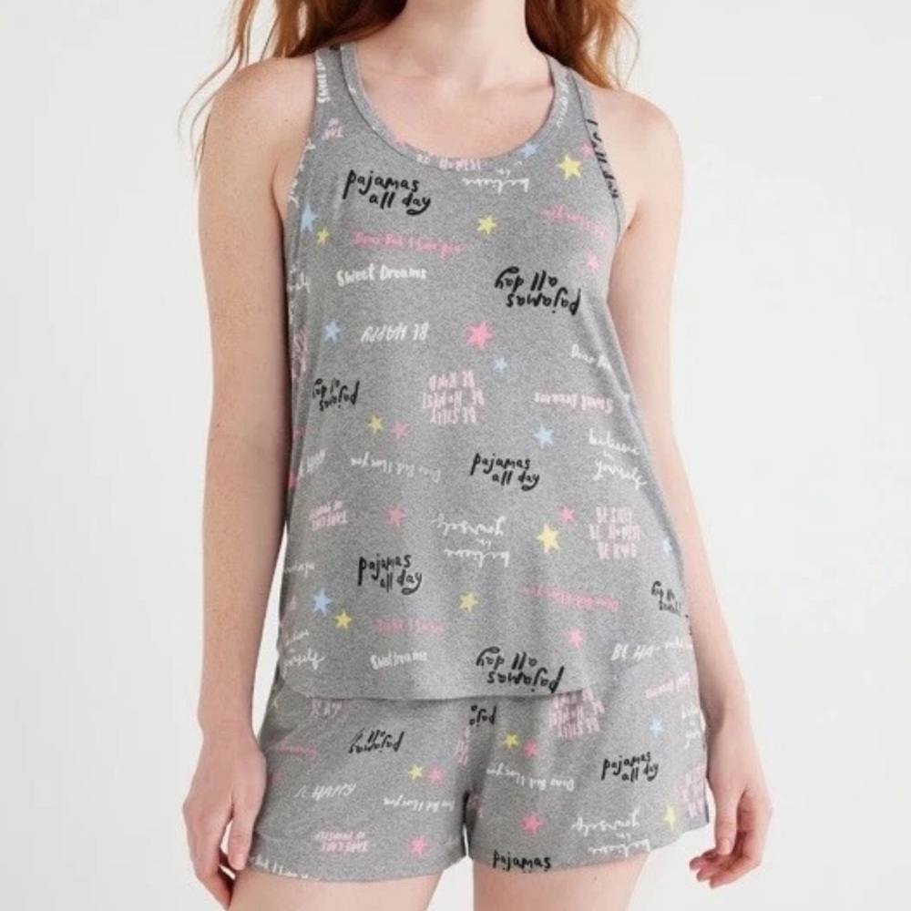 Joyspun Gray Sleeveless Pajama‎ with Shorts Set